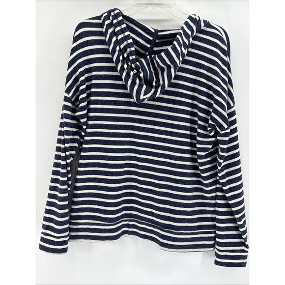 Sonoma 100% cotton blue white stripe hoodie kangaroo pocket Large - Picture 5 of 8